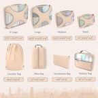 Shacke Premium 8 Packing Cubes Set - Lightweight Mesh Travel Luggage Organizers with Laundry Bag, 8-Piece Suitcase Storage System (Nude Biege)