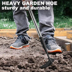 Garden Hoe, Long Handle Hoe Garden Tool with Non-Slip Silicone Cover, 56-Inch Stainless Steel Handle, Heavy Duty Hoe with Durable Blade, for Digging Loosening Weeding Planting