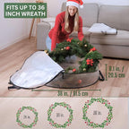 VENO 4 Pack Front Door Wreath Storage Container For Summer - 36 Inch Clear Wreath Bag, Christmas Garland Decoration Organizers with Zipper and Durable Handles (Clear, 36"-4 Pack)