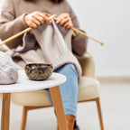 Nagina International Exquisite Premium Yarn Ball Storage Bowls | Hand Painted Lovely Decor Yet Functional Yarn Dispenser (Medium (7 x 3 x 7 Inches), Forest Fire)