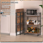 4NM No Assembly 3 Tiers Folding Bookshelf, 35" H Foldable Storage Shelves Vintage Bookcase Standing Racks Study Organizer Home Office - Rustic Brown Black