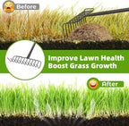 Garden Rake, Heavy Duty Rake with 11 Tines, 51 Inch Handle, 16 Inch Wide, Metal Garden Thatch Leaf Rakes for Raking Gathering Mulch,Metal Thatch Rakes for Lawn Yard Bushes Pine Needles Leaves Grass