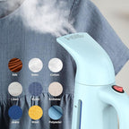 Handheld Garment Steamer for Clothes, Portable Clothes Steamer Remove Wrinkle, 180ml Water Tank, 12 minutes Continuous Steam, 2.3 meter Cord, Ideal for ALL Fabrics, One button Design (Blue)