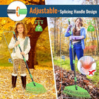 Ultra-Lightweight Leaf Rake, 16.5" Wide Head & 59" Comfort Grip Handle, Gentle Flexible Tines for Safe Use on Grass, Perfect for Yard Cleanup in Flower Beds and Narrow Areas