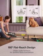 Ultenic Cordless Vacuum Cleaner, 600W 60KPA 65min Runtime, Stick Vacuum with Green Light, Self-Standing & 180° Lay-Flat, Anti-Tangled Brush, Vacuum Cleaners for Home/Hard Floor/Carpet/Pet Hair, U15