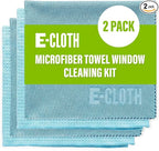 E-Cloth Microfiber Window Cleaning Cloth Kit - Glass Cleaning Cloth for Windows, Mirrors, Cars, Lenses, Eyeglasses, & More, Streak Free Clean, Machine Washable Reusable Towel - Alaskan Blue (2 Kits)