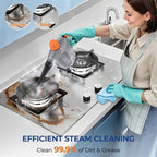 LABIGO Steam Cleaner, Pressurized Handheld 13pcs Multi-Purpose Natural Deep Cleaning Steamer, Portable Steamer for Cleaning Home, Grout, Kitchen, Car, Window, Upholstery, Bathroom and Clothes, Gray