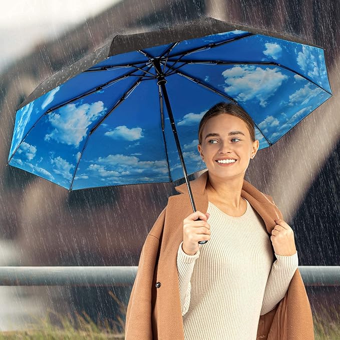 REPEL Windproof Travel Umbrella - Compact & Withstands Winds up to 85MPH , Strongest Premium Auto Folding Umbrella for Rain and Sun - Durable, Light & Portable for Women & Men , Fits Backpack & Cars