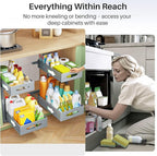 Under Sink Organizer, 2 Pack 2 Tier Pull out Cabinet Organizer Baskets with Mesh Sliding Drawers, Slide out Sink Storage Shelves for Home, Kitchen, Bathroom, Pantry, Office Organizers and Storag,Grey