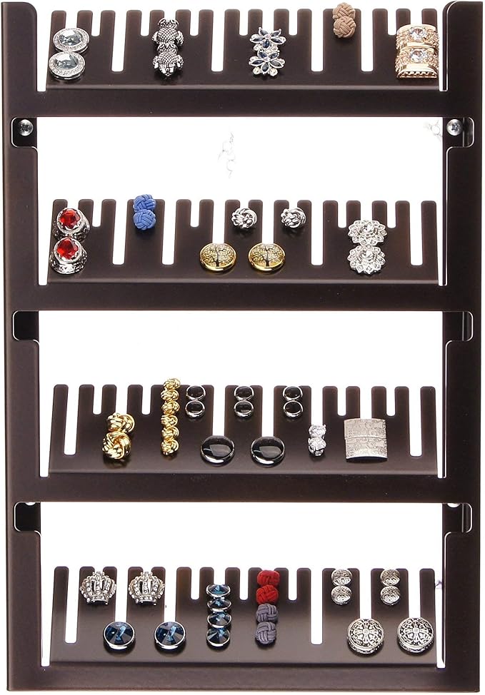 Angelynn's Wall Mounted Large Statement Finger Ring Holder Display, Cufflink/Cuff Link Storage, Hanging Closet Body Jewelry Organizer Men and Women, Jaymes Rubbed Bronze 9" x13 1/4"