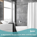 BigFoot Shower Curtain Liner – 72 x 72 PEVA Light Weight Shower Curtain with 12 Rustproof Metal Grommet and 3 Magnetic Weights – Odor Free and Compatible with Standard Showers, Clear