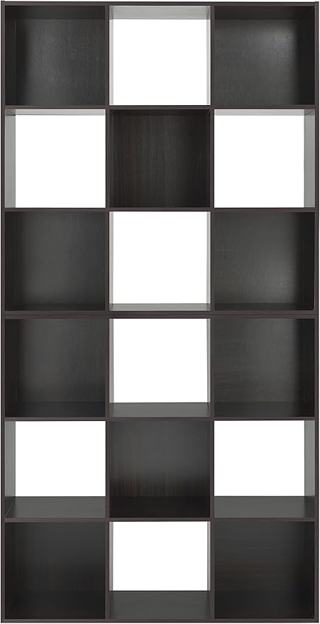 Whitmor 9 Cube Storage Organizer, 3 Tier Stackable Mdf Wood Bookcase, Open Storage Display Bookshelf, Storage Cabinet for Living Room, Bedroom, Home, Office, 35.5"L x 11.7"W x 35.5"H, Black