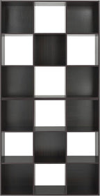 Whitmor 9 Cube Storage Organizer, 3 Tier Stackable Mdf Wood Bookcase, Open Storage Display Bookshelf, Storage Cabinet for Living Room, Bedroom, Home, Office, 35.5"L x 11.7"W x 35.5"H, Black