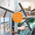 All -Purpose Silicone Shower Squeegee for Shower Glass Door with Hook, Bathroom Accessories for Window Mirror Tile Car Shower Walls,Household Shower Cleaner Tool (Black, 9 inch(2hooks)