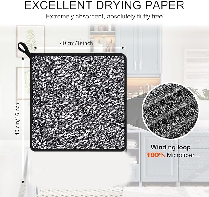 Shiny Wipes Cleaning Cloths,3pcs Shiny Bath Drying Towels,Shower Doors Drying Towels,16*16in Streak Free Glass Window Car Mirror Super Absorben Microfiber Cleaning Cloths (3pcs grey 16*16″)
