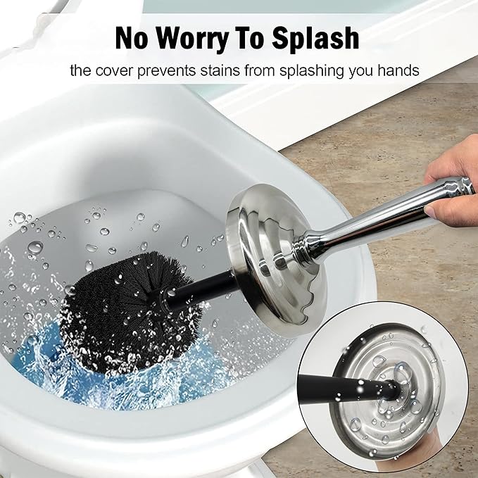 Brushed Nickel Toilet Bowl Brush with Holder, Durable Bathroom Cleaning Tool, Modern Design for Easy Toilet Maintenance, Bathroom Cleaner Brush for Efficient Cleaning and Hygiene