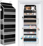 WISELIFE Over The Door Organizer Storage 4 Shelves Large Capacity Hanging Bedroom Storage Solution with 6 Side Pockets for Dorm Bathroom Pantry Nursery and Baby Essentials Holds up to 40 Lbs (Black)