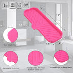 Silicone Bathroom Soap Dishes with Drain Spout-Bathroom and Kitchen Sink Organizer,Sponge Holder,Dish Soap Tray,Perfect for Dispenser,Scrubber,Bottle,Cup on Sink or Counter-Rose 12"×4"