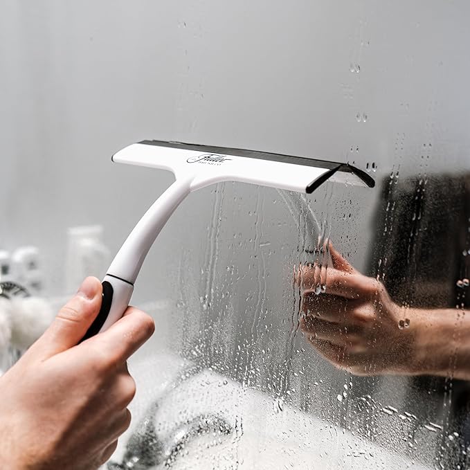 Fuller Brush Easy Grip Handheld Squeegee - for Shower Walls, Doors, Tub Surfaces, Windows, Mirrors & Vehicle Windshields - ThermoPlastic Rubber Blade - Comfort Grip Handle with Built-in Finger Groove