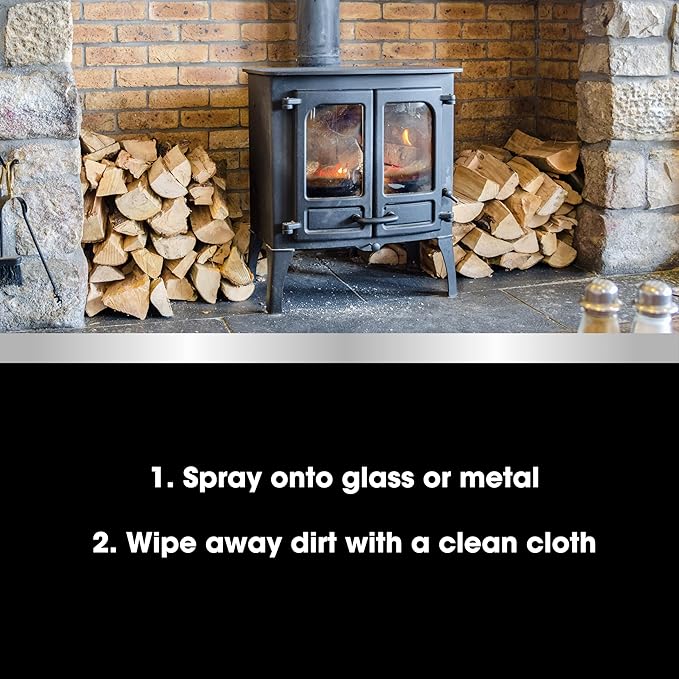 Furniture Clinic Stove Glass & Metal Cleaner - For Log Burner and Fireplace Glass Doors - Removes Soot, Dirt & Ash - Instant Results - 500ml / 17oz