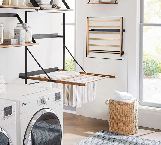 TOMACE Wall Mounted Clothes Drying Rack Laundry Drying Rack Collapsible