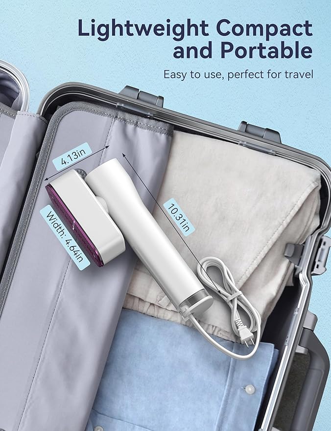 Steamer for Clothes,Sundu Portable Handheld Garment Steamer,15s Fast Heat-up,100ml Water Tank,20 Minutes of Continuous Ironing Removes Wrinkle for Home,Office and Travel-Porcelain White-F