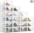 Elechomes Shoe Boxes Clear Plastic Stackable 18 Pack Premium Shoe Organizer Storage for Closet Foldable Shoe Rack Containers Sneaker Display Case Holder Shoe Bin Entryway Drawers Gifts