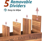 Suli Acacia Wood Utensil Holder for Kitchen Counter,Extra Large Utensils Holder with 4 Compartments,Caddy Organizer for Countertop, Farmhouse Kitchen Decor, Rustic Cooking Utensil