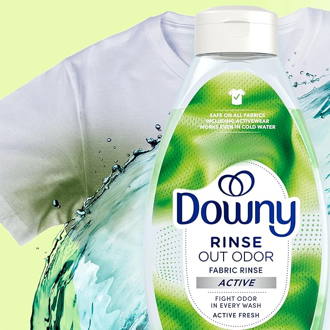 Downy RINSE & REFRESH Laundry Odor Remover and Fabric Softener for Activewear, Active Fresh Scent, 48 oz