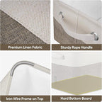 BALEINE 2 Pack Fabric Storage Bins for Shelves, Linen Storage Baskets for Organizing, Decorative Closet Bins for Clothes, Home (Brown, 12"x8"x8")