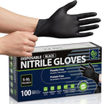 Disposable Nitrile Gloves Black, Food Safe Rubber Gloves Latex-Free Powder-Free for Cooking Food Prep Kitchen Clean