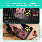 HAUSHOF Cast Iron Scrubber, Chainmail Scrubber with Silicone Core, Premium Chainmail Scrubber Sponge for Skillet, Pan, Dutch Oven