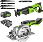 Greenworks 24V Brushless 2-Tool Combo Kit,Cordless Reciprocating Saw+4-1/2" Circular Saw Power Tool Sets Including Battery