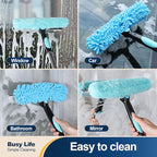 Yocada 2-in-1 Window Squeegee and Scraper with 2 Microfiber Cloths Adjustable Length 180° Rotatable Head for Glass Car Bathroom Floor Tile Window Cleaning 64.96"