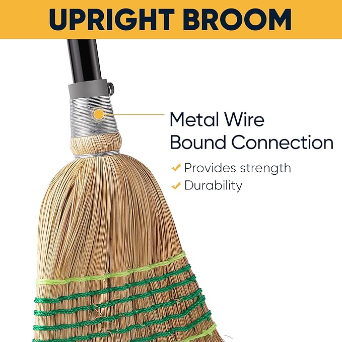 Yocada Heavy-Duty Broom Corn Broom Outdoor Commercial Indoor for Courtyard Garage Lobby Mall Market Floor Home Office Leaves Stone Dust Rubbish 59.8inch