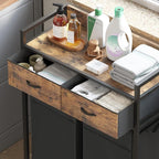 Mondeer Laundry Sorter with 2 Drawers, 100L with Pull-Out Removable Laundry Bags, Laundry Hamper Baskets with 2 Section and Wheels, Rustic Brown and Black