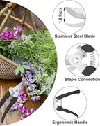 Pruning Shears for Gardening, 2 Pack Garden Scissors for Cutting Fresh Flowers, Floral Clippers for Plants, Fruits (Black)