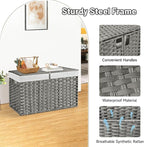 180L Wicker Storage Basket with Lid, Handwoven Rattan Large Shelf Basket with Removable Liner, 47.6 Gallon Wicker Basket for Blanket, Storage Trunk with Handle for Closet, Bedroom, Livingroom, Grey
