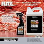 Flitz Instant Brass and Copper Tarnish Remover - 16oz Bottle of USA-Made Organic Rust Remover Spray (No-Rub) - Removes Stains & Oxidation from Glass & Aluminum - Brass Cleaners That Work (1 Pack)