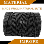 4mm x 500 Feet Black Jute Rope, Twine for Gardening Tomato Climbing Plant Tie Floristry Crafts Gift Wrapping Packing Decor