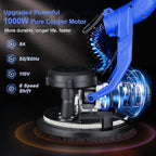 Drywall Sander, 1000W Popcorn Ceiling Removal Tool, Foldable Automatic Drywall Sander with Vacuum Dust Collection, LED Light, 6 Variable Speed 800-2200RPM,15Pcs Sanding Discs (Blue）