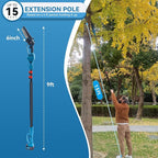 3-in-1 Pole Pruning Shears, Electric Pruning Shears & pole saws for tree trimming with 15.3ft Reach Pole,Cordless Pole Shears and Battery Pole Saw with 2 Pack 20V 4.0Ah Battery for Tree