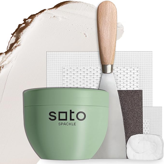 soto Large Hole Repair (Up to 4"), White Spackle, 7-Piece Kit (No. 06 Gesso White) - High Strength Hole Repair Kit for use on: Walls, Drywall, Ceiling, Furniture, Cabinets