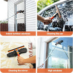 Eazer 65'' Squeegee Window Cleaner 2 in 1 Rotatable Window Cleaning Tool Kit with Telescopic Pole, Window Washing Equipment with Bendable Head for Indoor/Outdoor Window and Car Glass