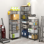 HOMEFORT 4-Shelving Unit, Adjustable Wire Shelving, Metal Wire Shelf Rack Organizer for Kitchen, Pantry, Closet, Bathroom, Laundry, Black,21" W x 11" D x 43" H
