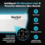 Catchmaster Vector Optima Light Trap, UV Light Fly Traps for Home, Gnat Traps for House Indoor, Shatterproof Bulbs, UV Lamp Insect Killer, Bug Catcher for Kitchen, Garage, & Warehouse - White