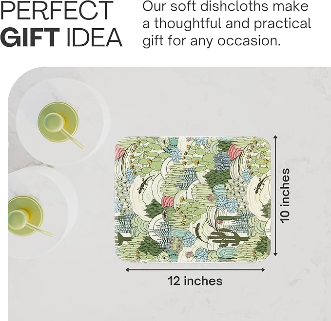 Reusable Paper Towels (12"x10”) - Soft Absorbent 100% Cloth Paper Towels- Washable Paper Towels Rolls w/Cardboard Roll - Napkins Washable - Dish Cloths (Cactus, 12x10inch)