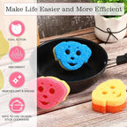 3 Pcs Dual Sided Scrub Sponge Multi Functional Cute Temperature Sensitive Non Scratch Dish Sponge for Washing Dishes Kitchen Bathroom(Dog,Pink, Orange, Blue)