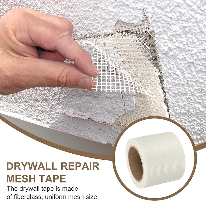 PATIKIL Drywall Repair Mesh Tape, 4 inch x 82 ft Fiberglass Repair Patch Self-Adhesive Dry Wall Joint Tape 9 Mesh Wall Hole Crack and Seam Patch, White