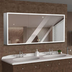 Gray Medicine Cabinets for Bathroom with Mirror, LED Medicine Cabinets Mirror with Defogger, Bathroom Medicine Cabinet with Dimmer, Outlets & USB, 60”W x 36”H, Surface Mounted